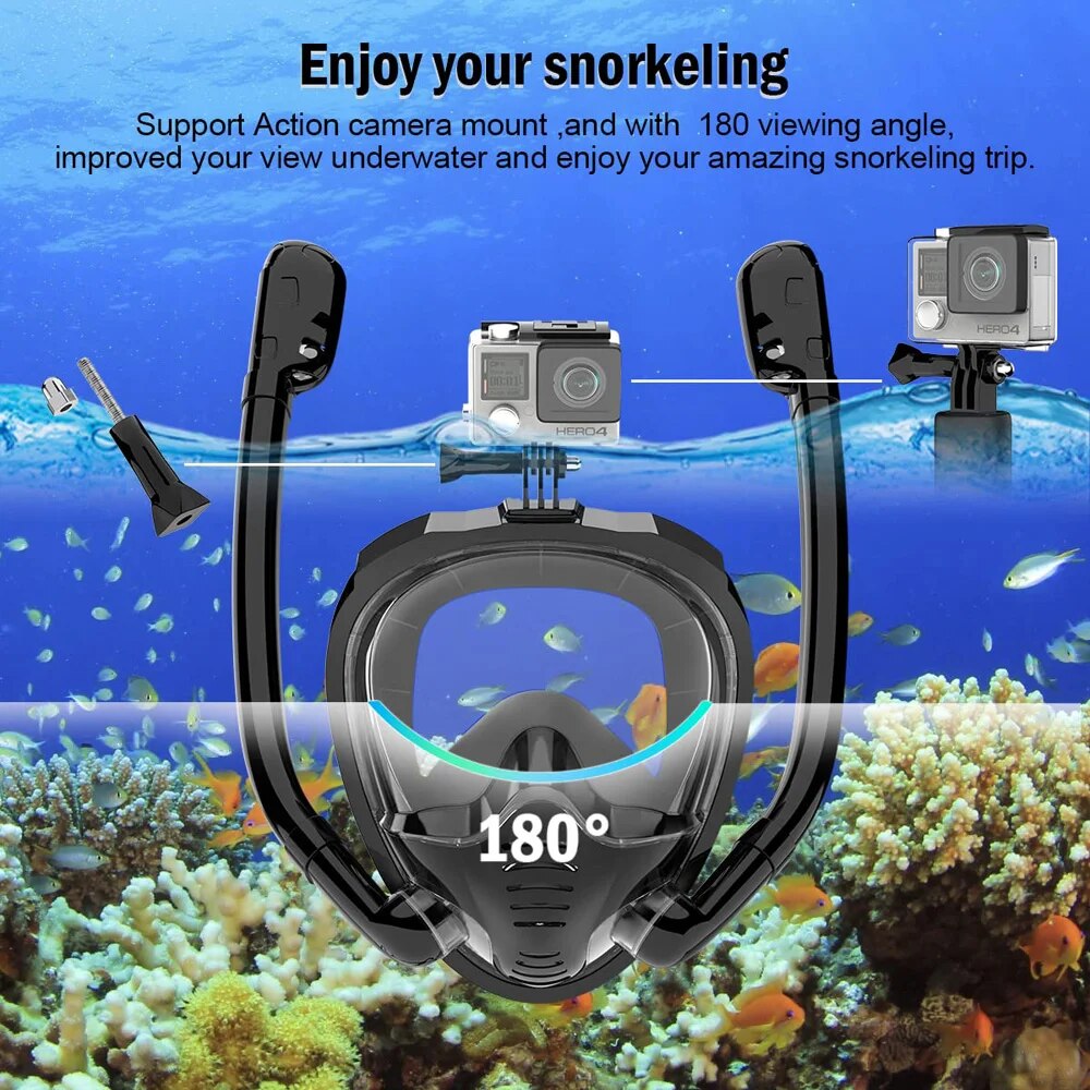 Full Face Snorkel Mask 180°Pan - Freediving Mask Set review and price